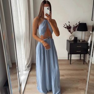 ASOS Design Cross Waist Halter Maxi Beach Dress